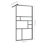 Parete Doccia Walk-in in Vetro Trasparente ESG Nera 80x195 cm