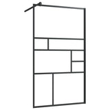 Parete per Doccia Walk-in Vetro Trasparente ESG 90x195 cm Nera