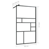 Parete per Doccia Walk-in Vetro Trasparente ESG 90x195 cm Nera