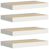 Scaffali a Parete 4 pz Rovere e Bianco 40x23,5x3,8 cm in MDF