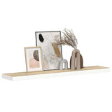 Scaffale a Parete Rovere e Bianco 120x23,5x3,8 cm in MDF