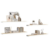 Scaffali a Parete 4 pz Rovere e Bianco 120x23,5x3,8 cm in MDF