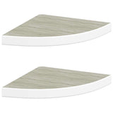 Mensole Angolari 2pz Rovere e Bianco 35x35x3,8 cm in MDF