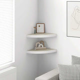 Mensole Angolari 2pz Rovere e Bianco 35x35x3,8 cm in MDF