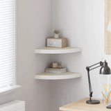 Mensole Angolari 2pz Rovere e Bianco 35x35x3,8 cm in MDF