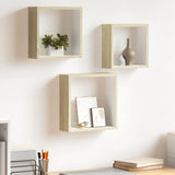 Mensole a Cubo da Parete 3 pz Bianco Rovere Sonoma