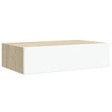 Mensola a muro con cassetti in rovere e bianco 40x23,5x10 cm MDF