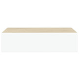 Mensola a muro con cassetti in rovere e bianco 40x23,5x10 cm MDF