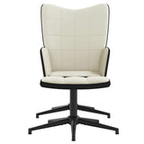 Poltrona Relax con Poggiapiedi Bianco Crema in Velluto e PVC
