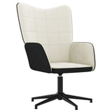 Poltrona Relax con Poggiapiedi Bianco Crema in Velluto e PVC