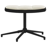 Poltrona Relax con Poggiapiedi Bianco Crema in Velluto e PVC
