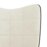 Poltrona Relax con Poggiapiedi Bianco Crema in Velluto e PVC