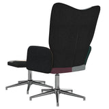 Sedia Relax con Sgabello in Tessuto Patchwork