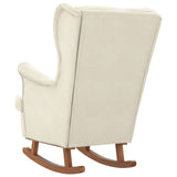 Sedia a dondolo con schienale alto in velluto crema