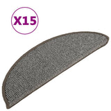 Tappetini per scale 15 pz 56x17x3 cm Grigio Semicircolari