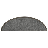 Tappetini per scale 15 pz 56x17x3 cm Grigio Semicircolari
