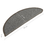 Tappetini per scale 15 pz 56x17x3 cm Grigio Semicircolari