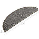 Tappetini per scale 15 pz 56x17x3 cm Grigio Semicircolari
