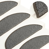 Tappetini per scale 15 pz 56x17x3 cm Grigio Semicircolari