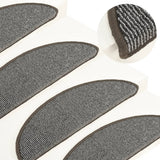 Tappetini per scale 15 pz 56x17x3 cm Grigio Semicircolari