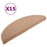 Tappetini per scale 15 pz 56x17x3 cm Marrone chiaro Semicircolari