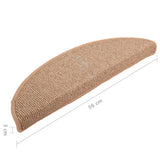 Tappetini per scale 15 pz 56x17x3 cm Marrone chiaro Semicircolari