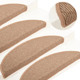 Tappetini per scale 15 pz 56x17x3 cm Marrone chiaro Semicircolari