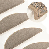 Tappetini per scale 15 pz 65x21x4 cm Marrone Semicircolari Grandi