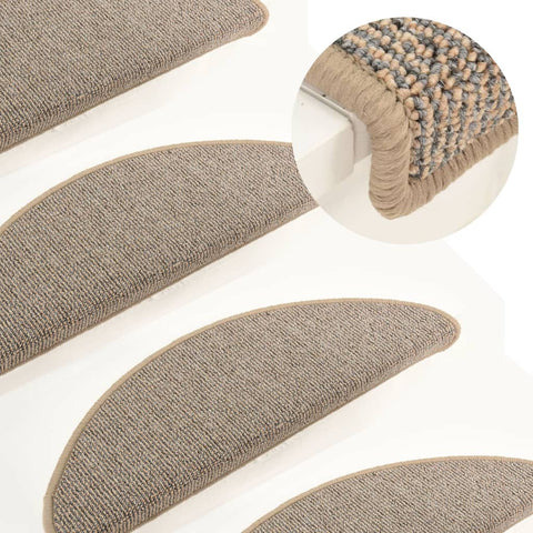 Tappetini per scale 15 pz 65x21x4 cm Marrone Semicircolari Grandi