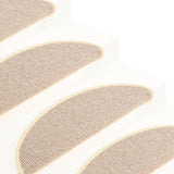 Tappetini per scale 15 pz 65x21x4 cm Bianco e Marrone Semicircolari Grandi