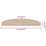 Tappetini per scale 15 pz 65x21x4 cm Bianco e Marrone Semicircolari Grandi