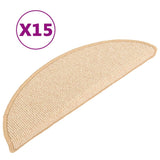 Tappetini per scale 15 pz 65x21x4 cm Crema Semicircolari Grandi