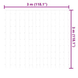 Tenda Luci a Ghiaccioli 3x3m 300 LED Bianco Caldo 8 Funzioni