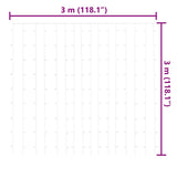 Tenda Luci a Ghiaccioli 3x3m 300 LED Bianco Caldo 8 Funzioni