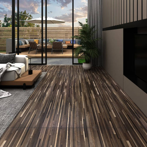 Listoni Autoadesivi in PVC 5,21 m 2 mm Marrone a Strisce