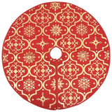 Gonna per albero di Natale di lusso con calza rossa 122 cm in tessuto