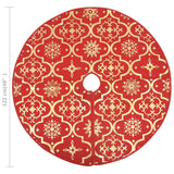 Gonna per albero di Natale di lusso con calza rossa 122 cm in tessuto