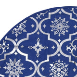 Gonna Albero Natale Raffinata con Calza Blu Tessuto 122 cm