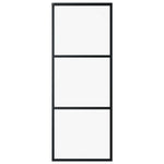 Porta Scorrevole a 3 pannelli in Vetro ESG e Alluminio 76x205 cm Nera