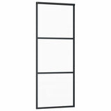 Porta Scorrevole a 3 pannelli in Vetro ESG e Alluminio 76x205 cm Nera