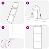 Porta Scorrevole a 3 pannelli in Vetro ESG e Alluminio 76x205 cm Nera