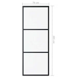 Porta Scorrevole a 3 pannelli in Vetro ESG e Alluminio 76x205 cm Nera