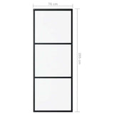 Porta Scorrevole a 3 pannelli in Vetro ESG e Alluminio 76x205 cm Nera
