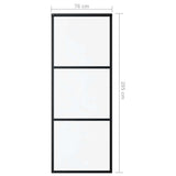 Porta Scorrevole a 3 pannelli in Vetro ESG e Alluminio 76x205 cm Nera