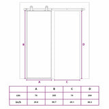 Porta Scorrevole a 3 pannelli in Vetro ESG e Alluminio 76x205 cm Nera