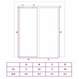 Porta Scorrevole a 3 pannelli in Vetro ESG e Alluminio 76x205 cm Nera