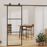 Porta Scorrevole a 3 pannelli in Vetro ESG e Alluminio 76x205 cm Nera