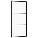 Porta Scorrevole in Vetro ESG e Alluminio 90x205 cm Nera