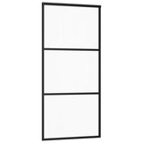 Porta Scorrevole in Vetro ESG e Alluminio 90x205 cm Nera