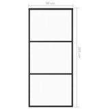 Porta Scorrevole in Vetro ESG e Alluminio 90x205 cm Nera